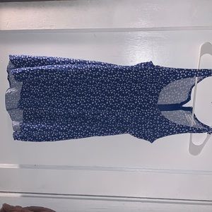 blue and white urban dress